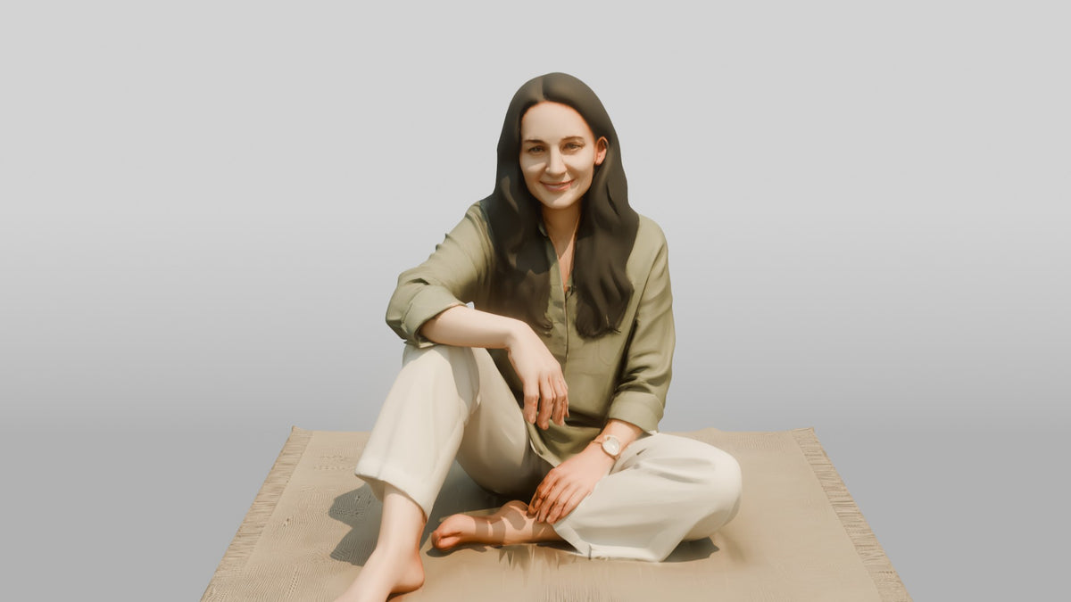 Woman Standing in Bohemian Style - 3D character model, view 5
