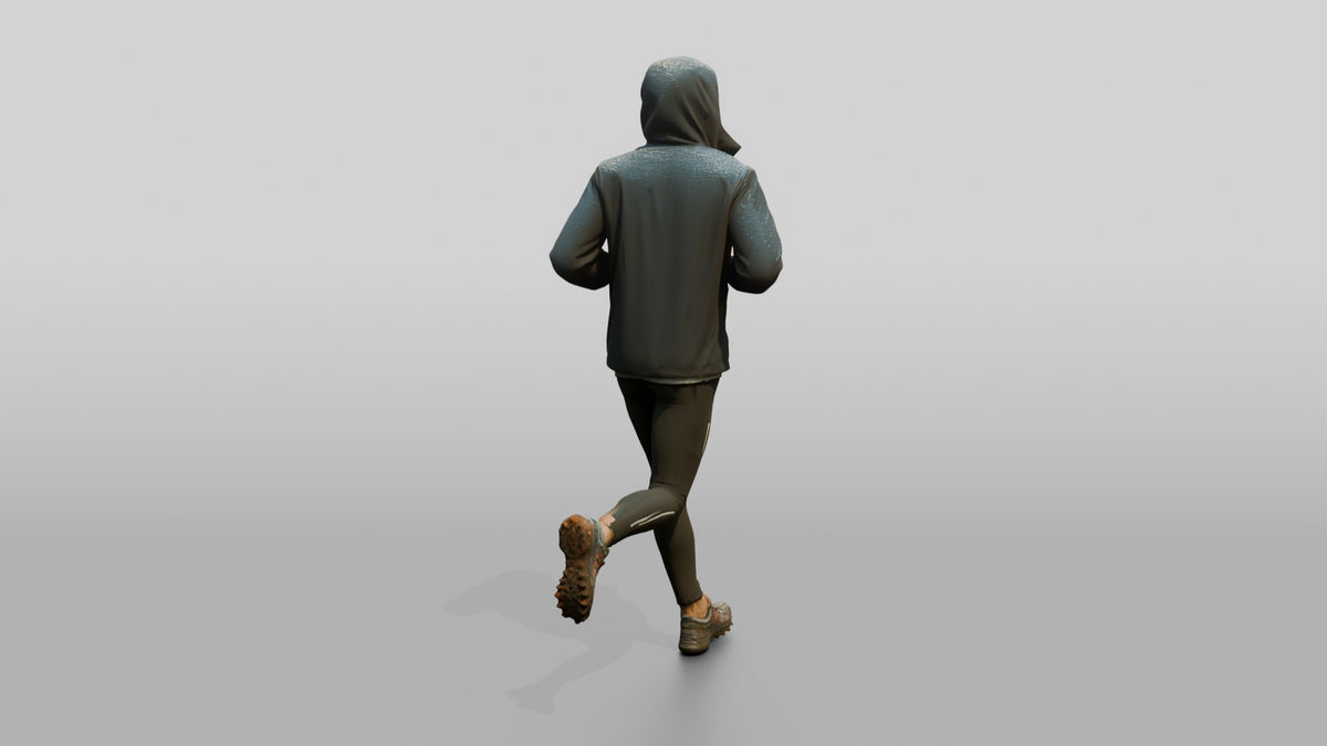 White Man Jogging Through the Park - 3D character model, view 3