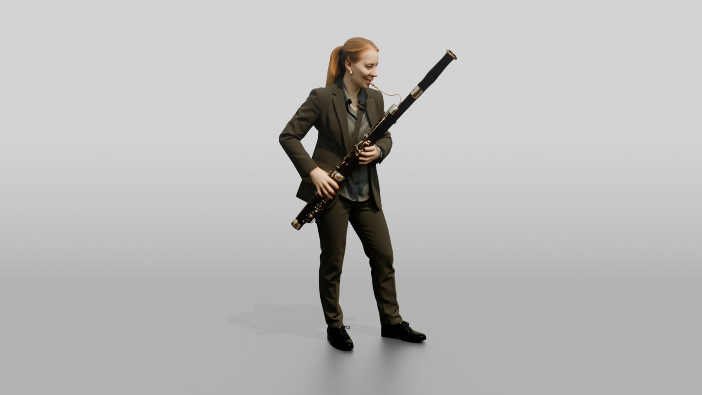 Bassoonist Playing Wood Bassoon