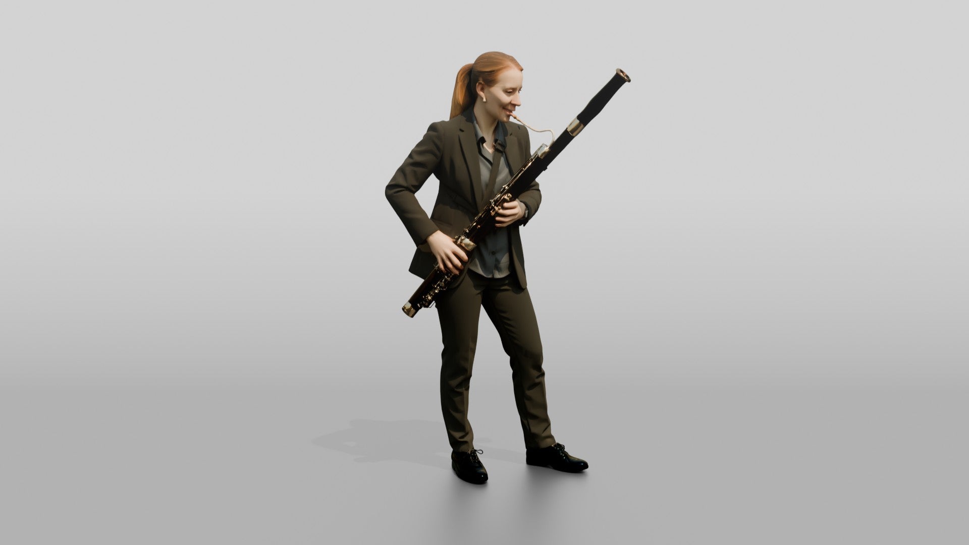 Bassoonist Playing Wood Bassoon