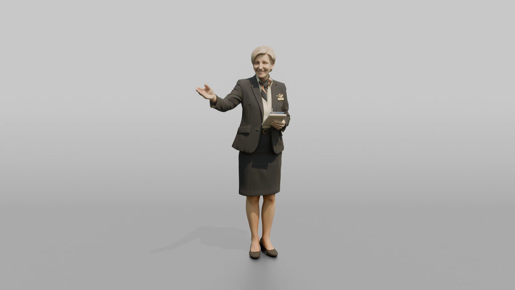 South Asian Flight Attendant Holding an Umbrella