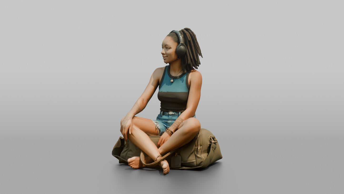 Vacationer Wearing Denim Shorts And Tank Top
