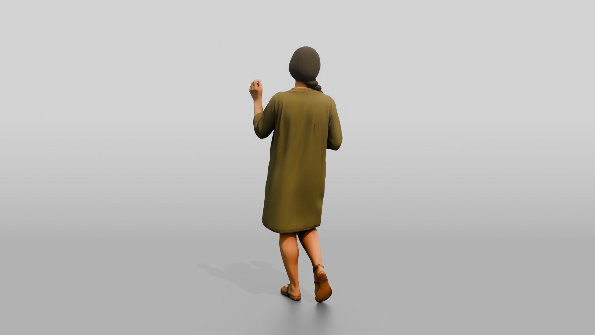 Woman with a Cocktail in an Olive Dress