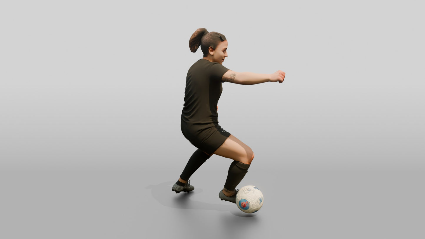 Soccer Player Shielding Ball on Sideline