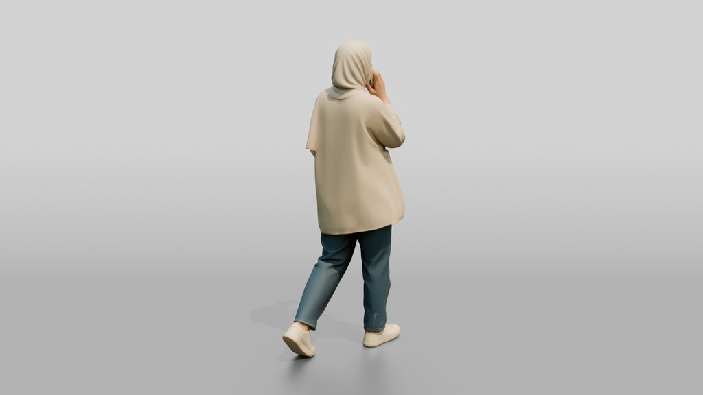 Young Persian Woman in Hijab Talking on Her Phone