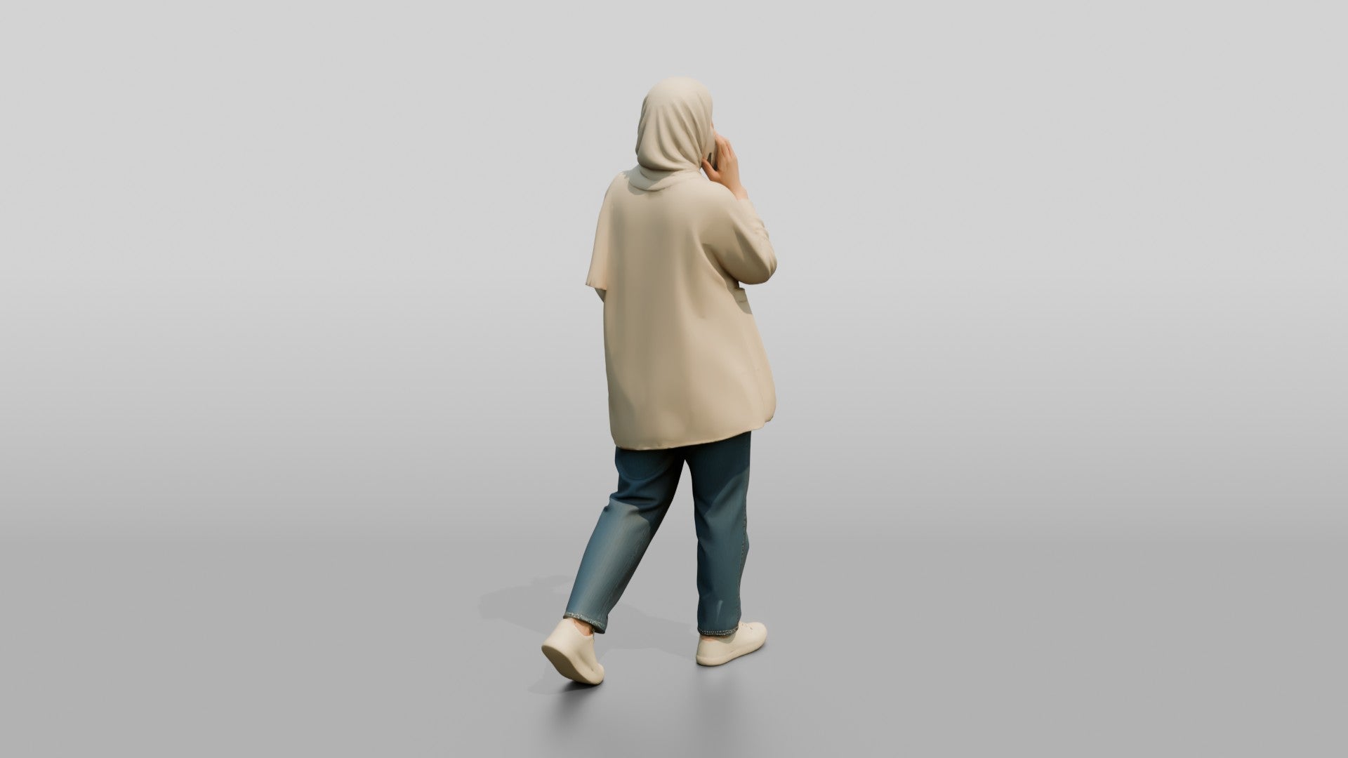 Young Persian Woman in Hijab Talking on Her Phone