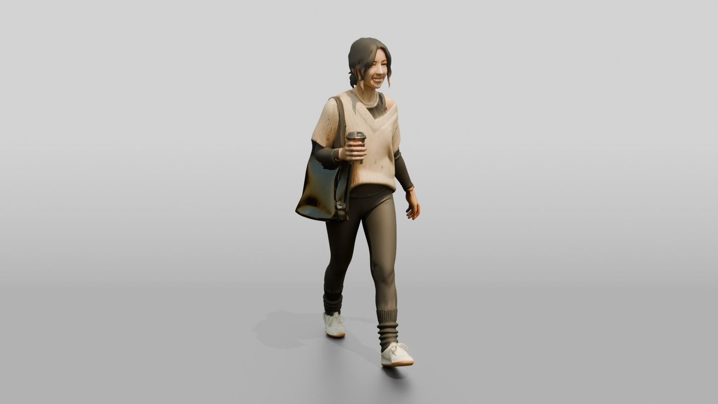 Walking Woman with Coffee