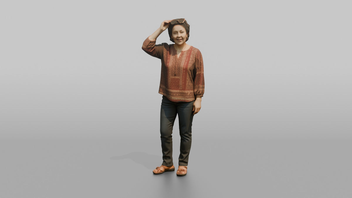 Mother Adjusting Sunglasses On Top Of Her Head - 3D character model, view 5