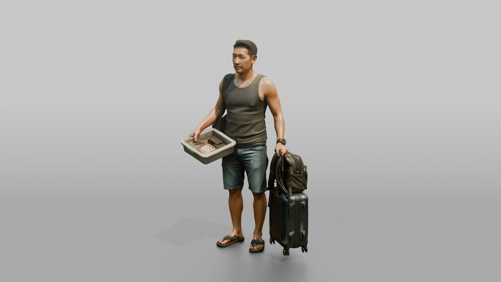 Traveler In A Security Line