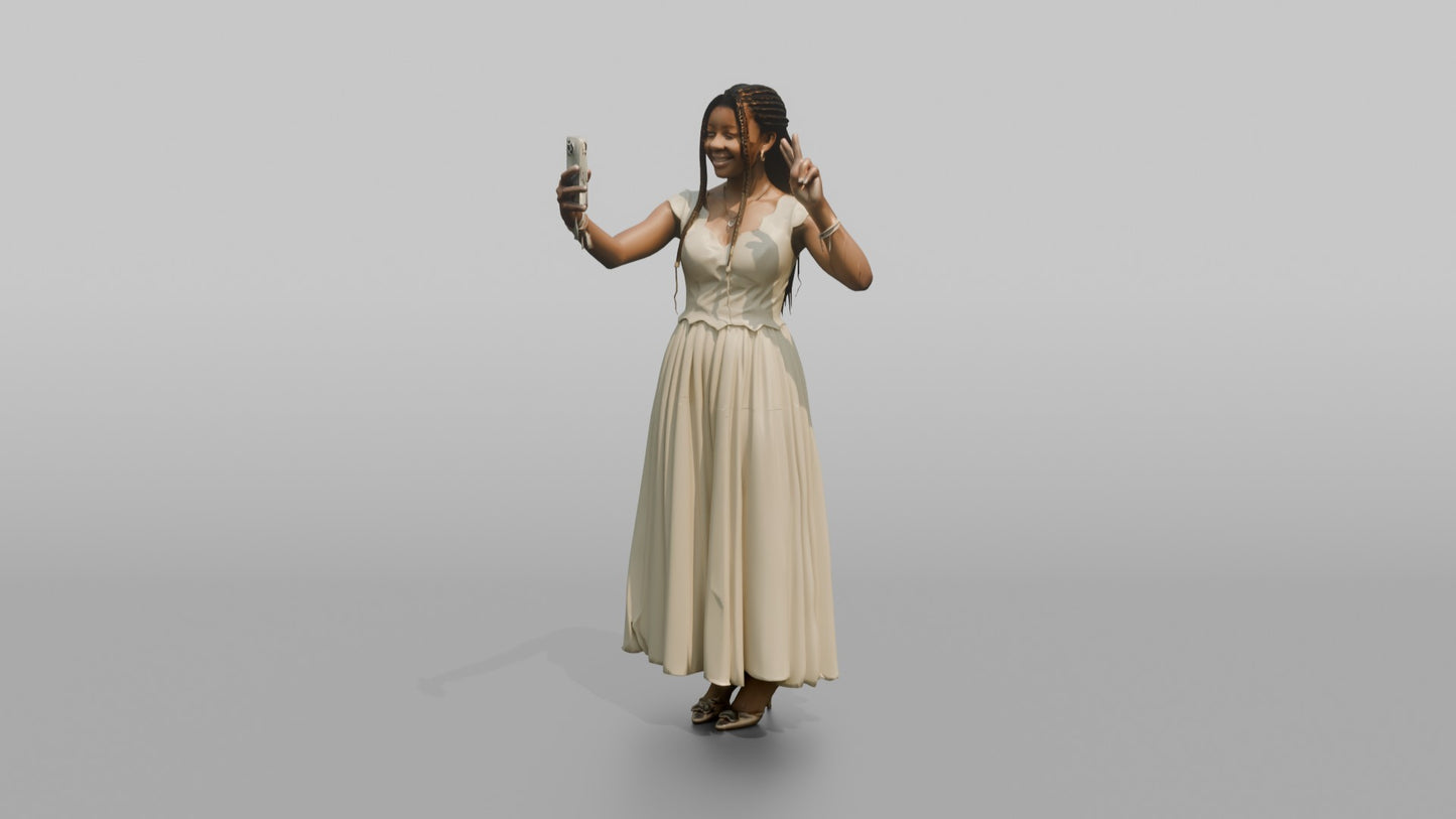 Teenage Wedding Guest Taking a Peace-Sign Photo