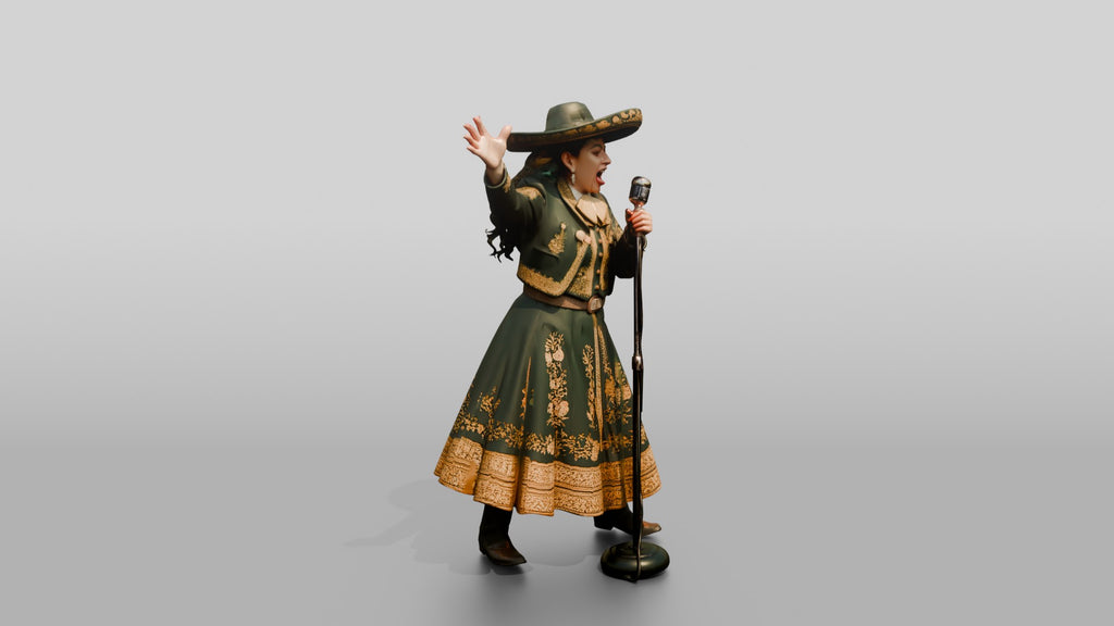 Ranchera Singer with Dramatic Hand Pose