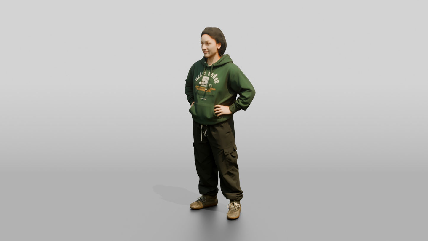 Skater Style Woman in Hoodie