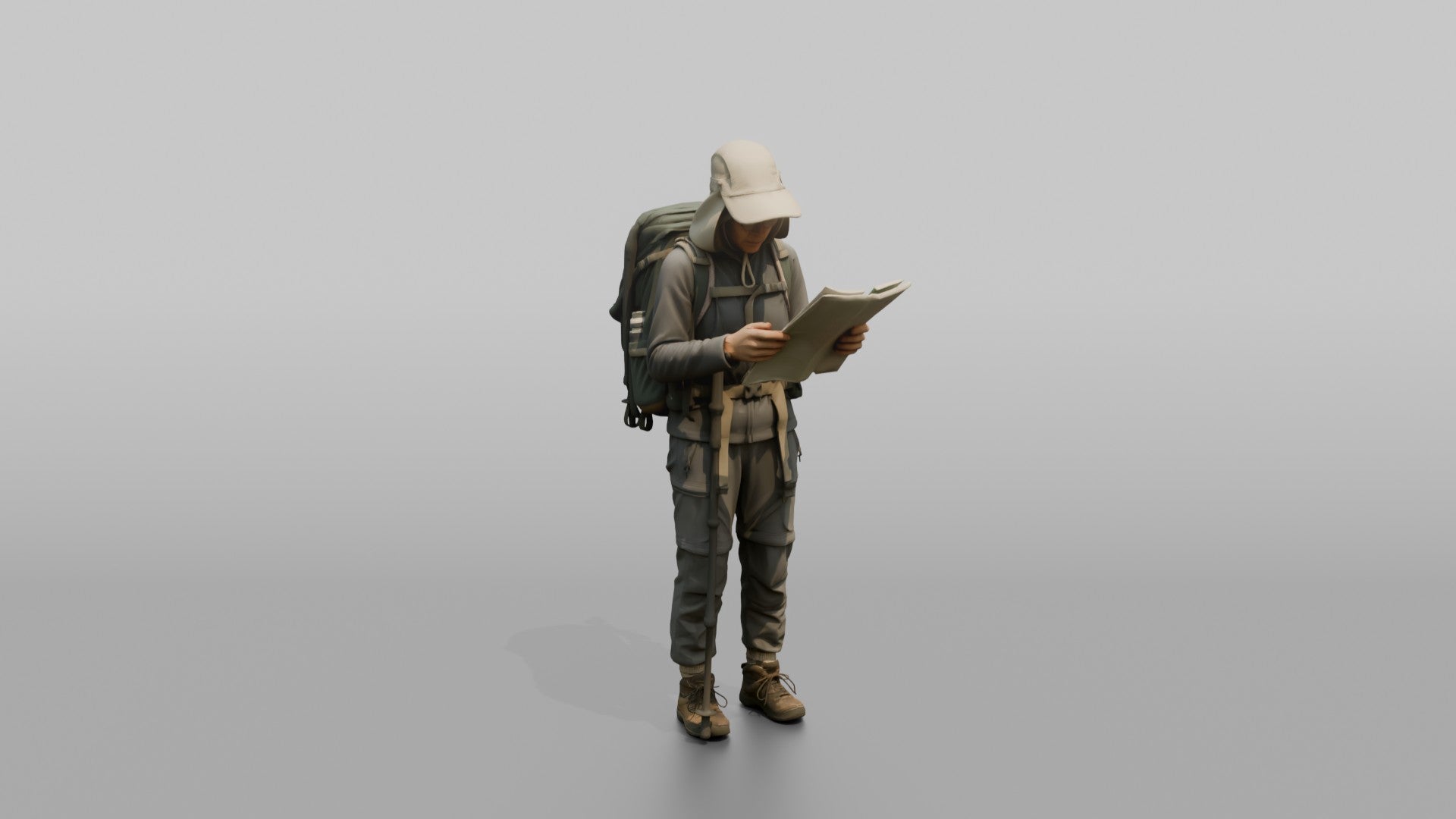 Trekker Inspecting a Trail Map