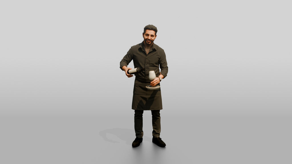 Server Holding a Bottle of Red Wine
