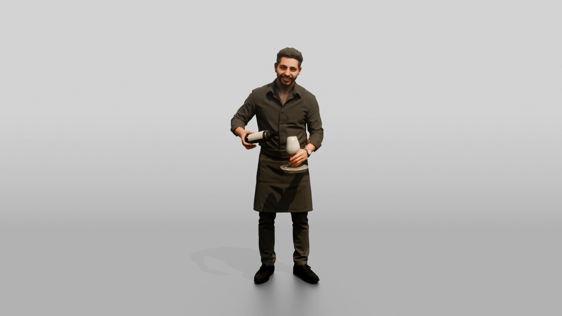 Server Holding a Bottle of Red Wine