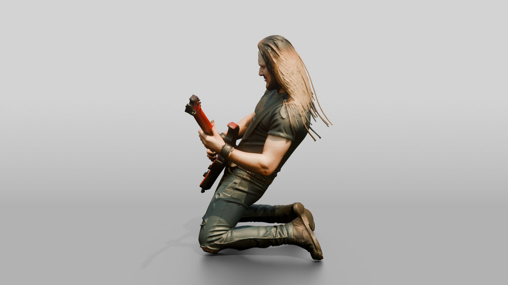 Heavy Metal Guitarist Knee-Slide Solo