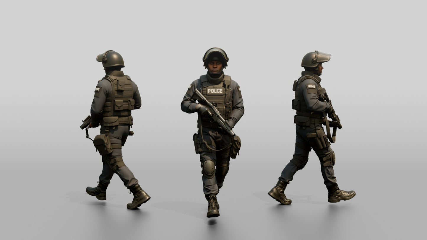 Riot Police Officers Walking in Formation