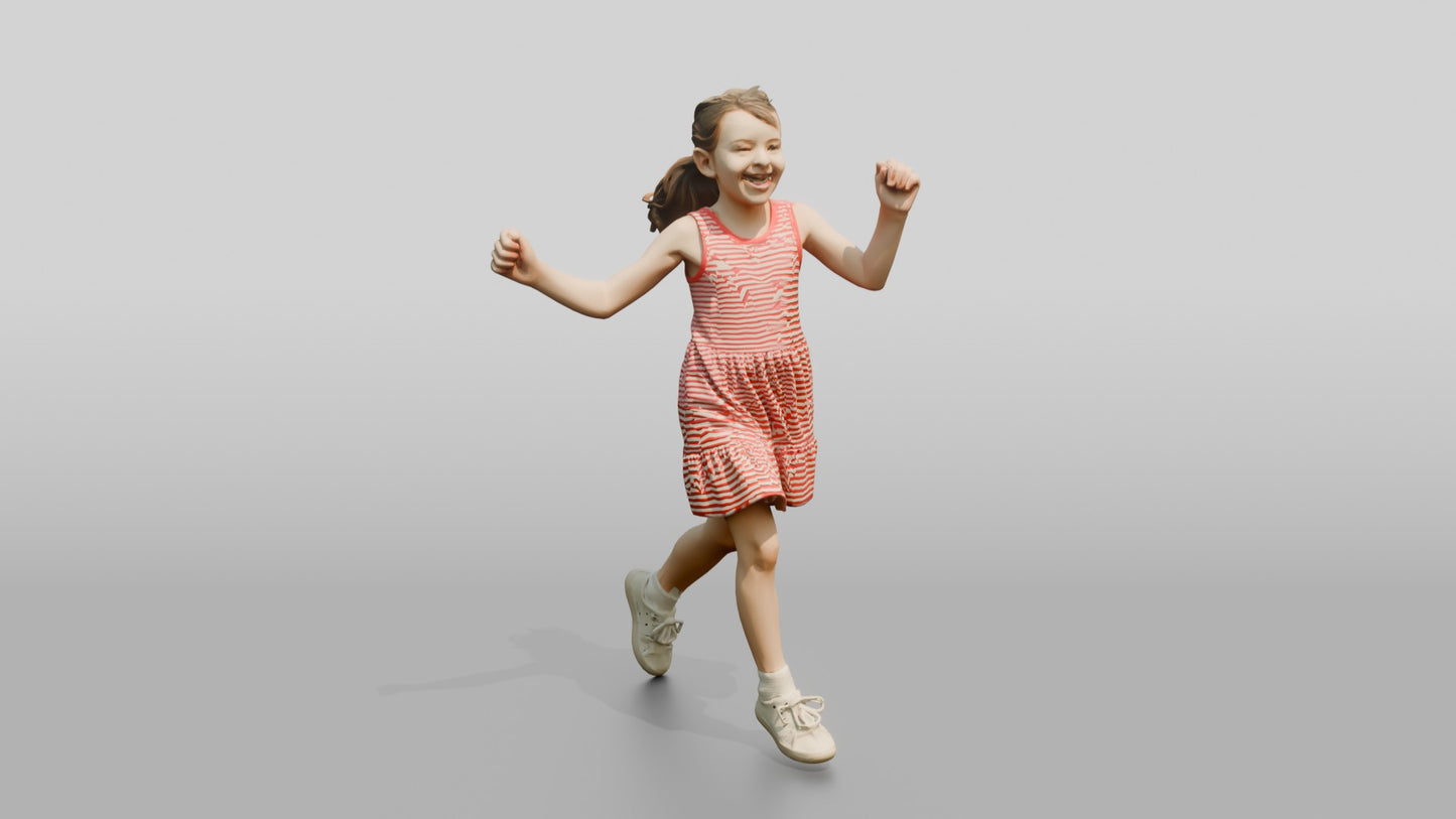 Slender Maltese Girl Skipping Along a Path