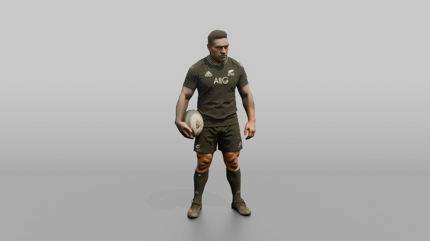 Maori Player Holding the Ball with a Menacing Stare
