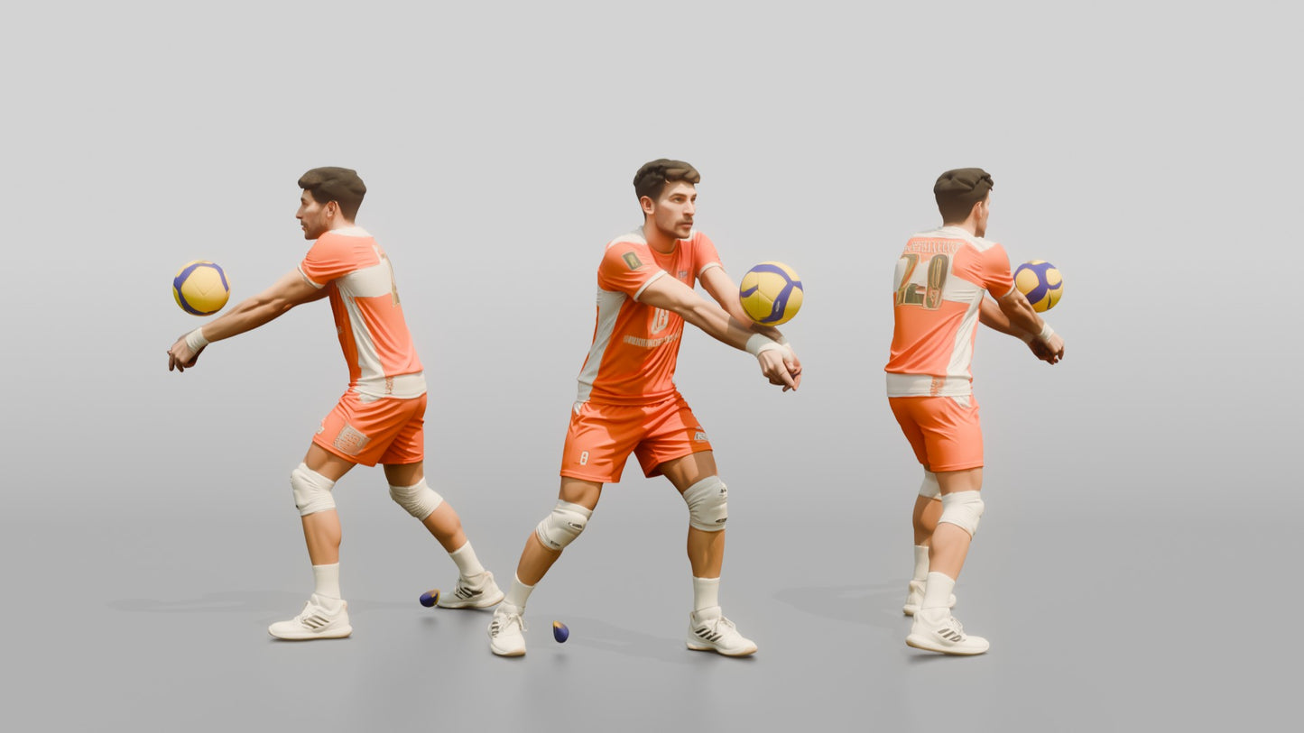 Male Volleyball Player in Orange and White Kit