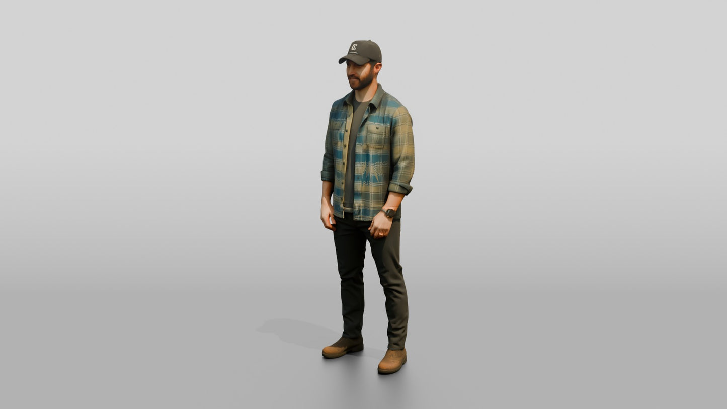 Canadian Man in Lightweight Flannel Shirt