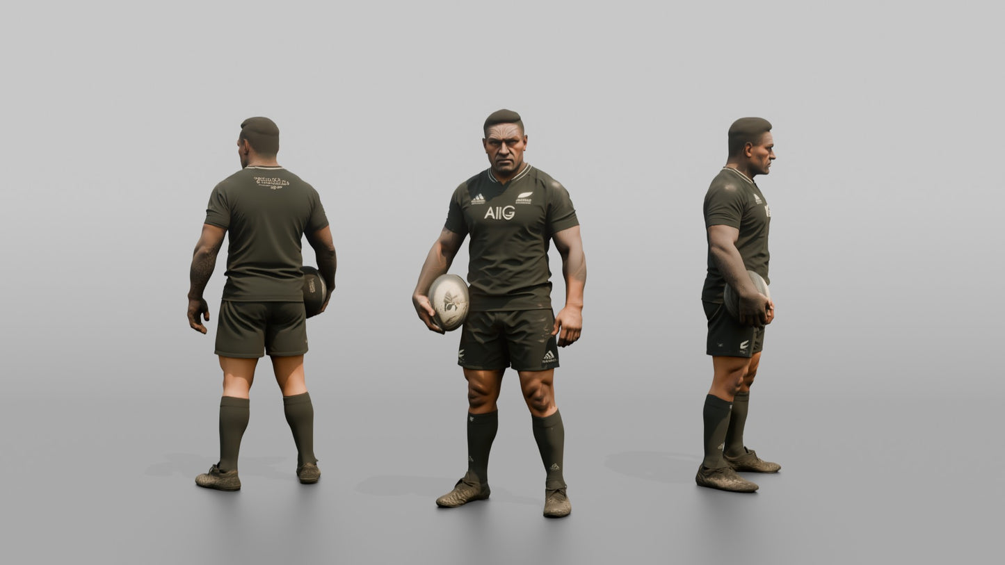Maori Player Holding the Ball with a Menacing Stare