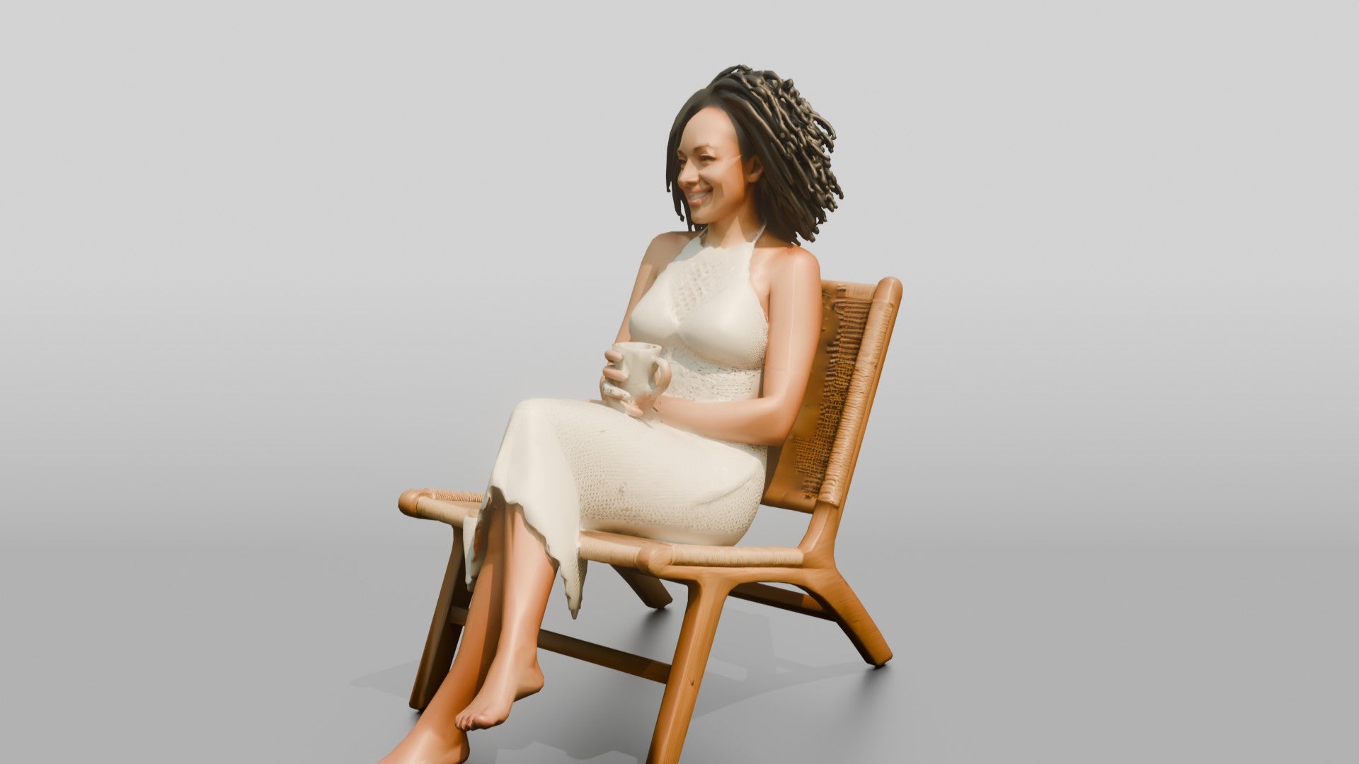 Woman Seated in a White Dress