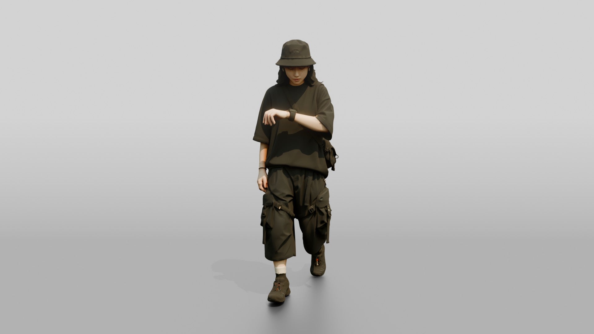 Streetwear Woman Checking Her Watch