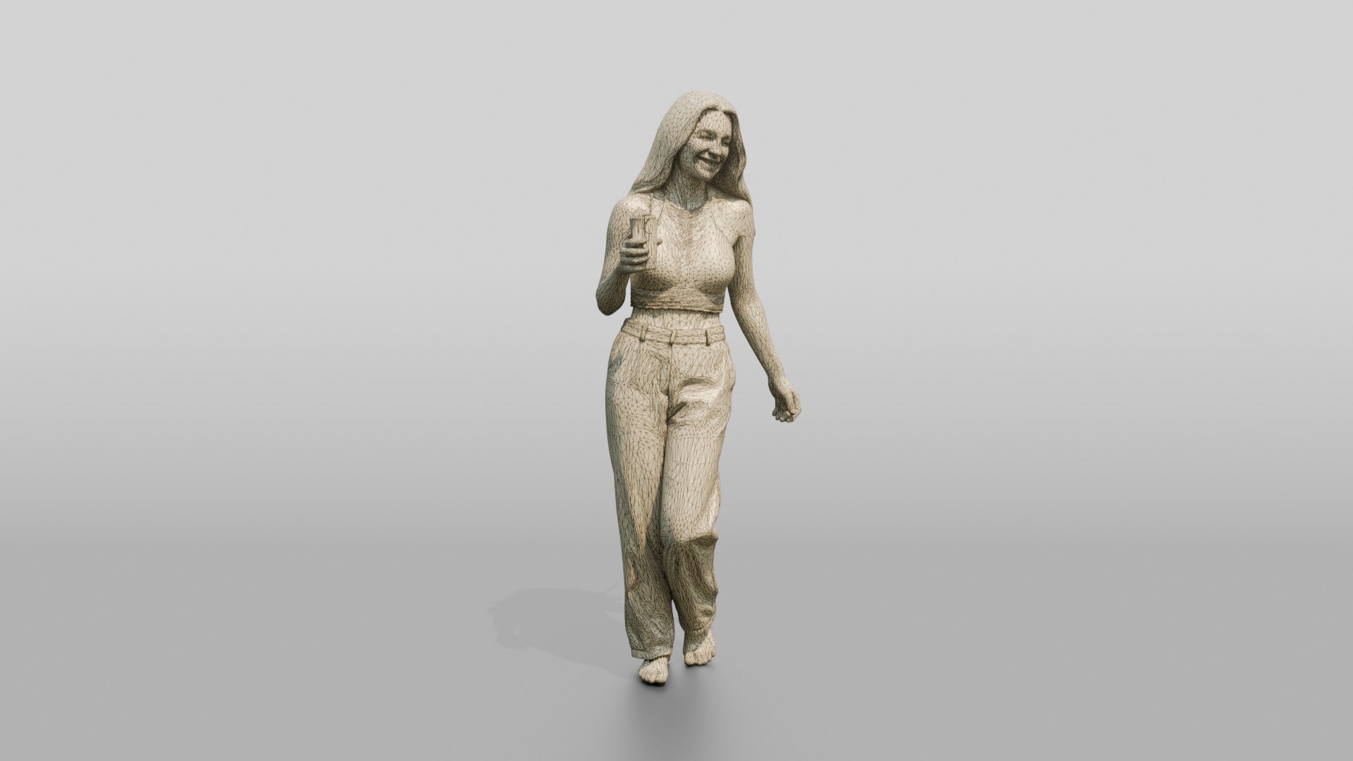 Woman with a Cocktail in Olive Pants