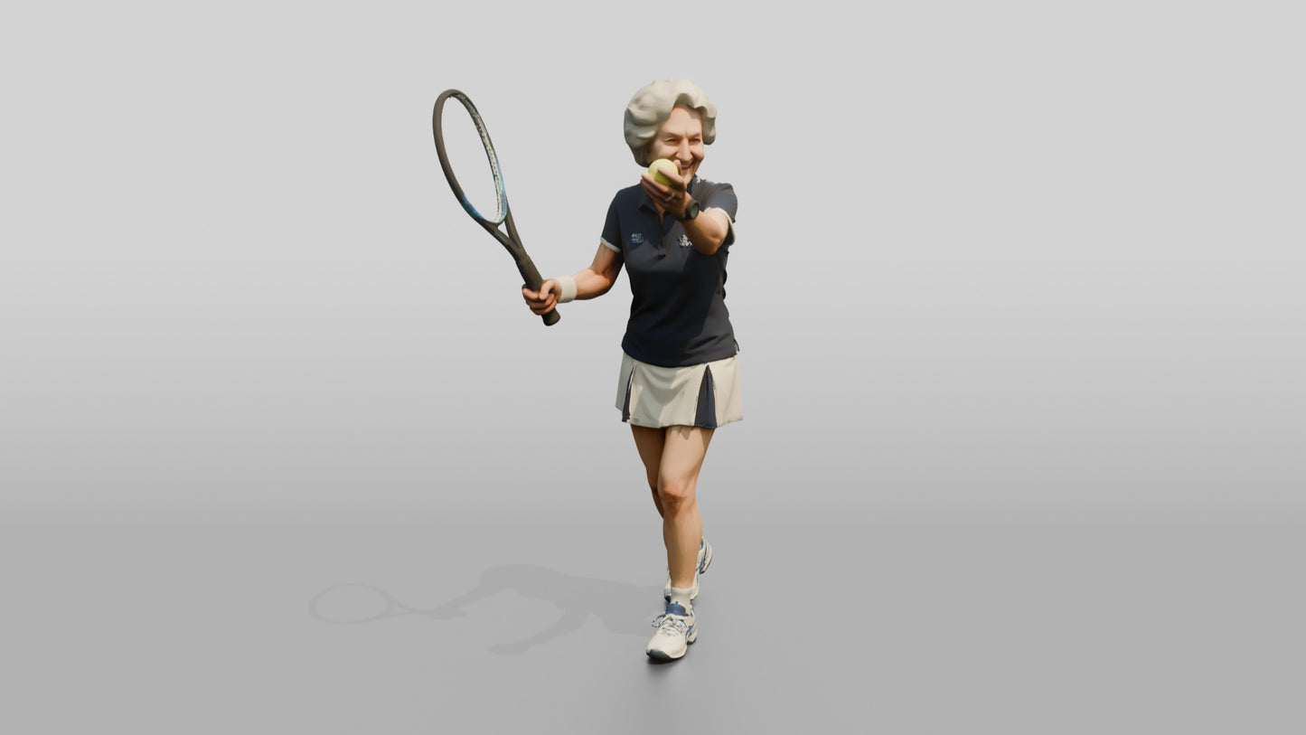 Senior Female Tennis Player Preparing to Serve