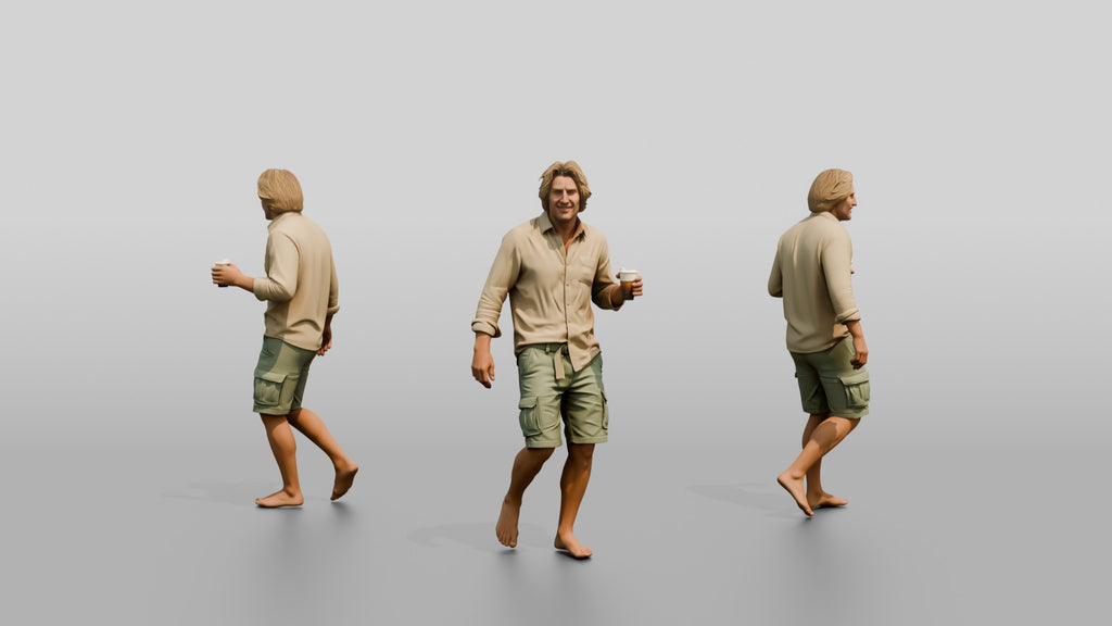 Man with a Drink in Linen Shorts
