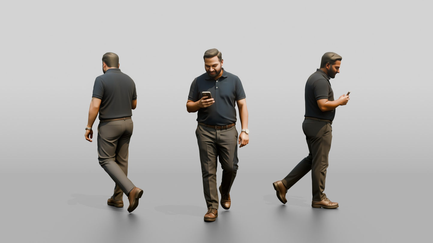 Man Checking His Phone in the Hallway