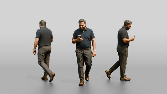 Man Checking His Phone in the Hallway