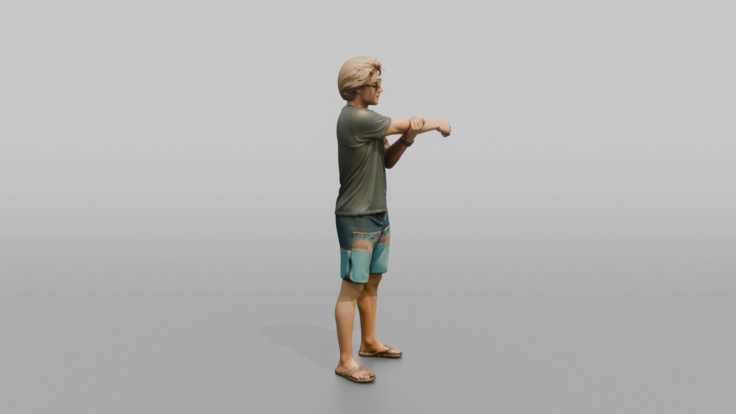 Surfer Stretching Before Heading Out