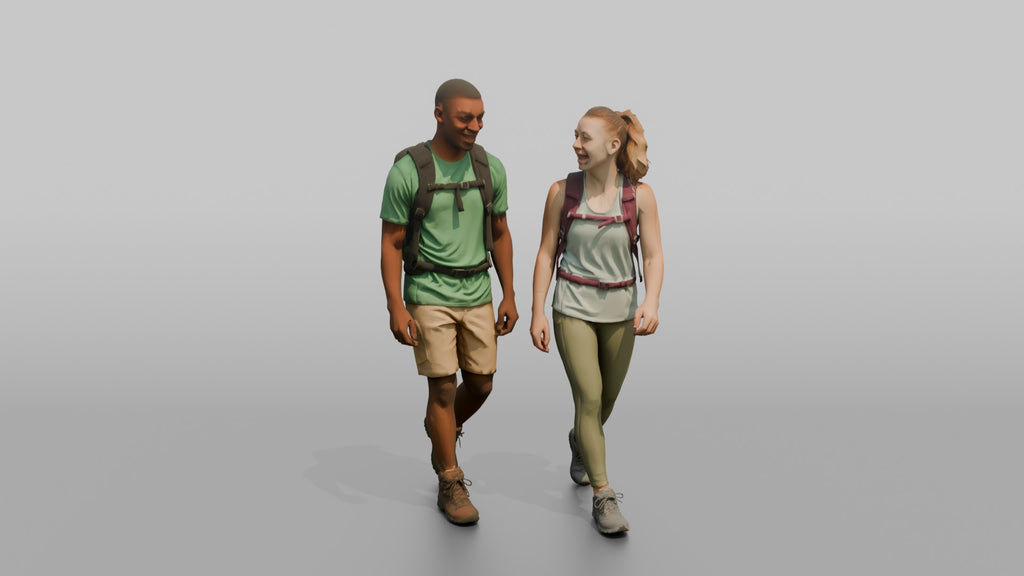 Hiking Duo Walking and Talking Together