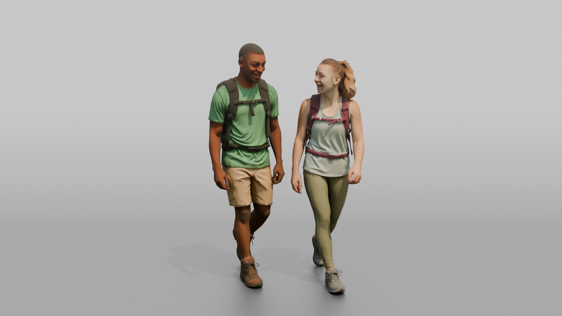 Hiking Duo Walking and Talking Together