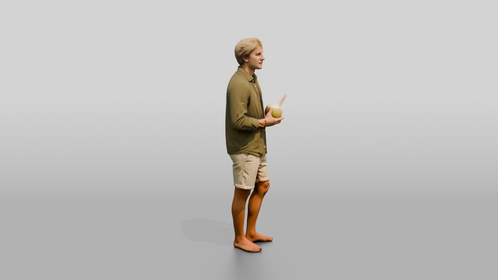 Man with a Drink in Beach Linen