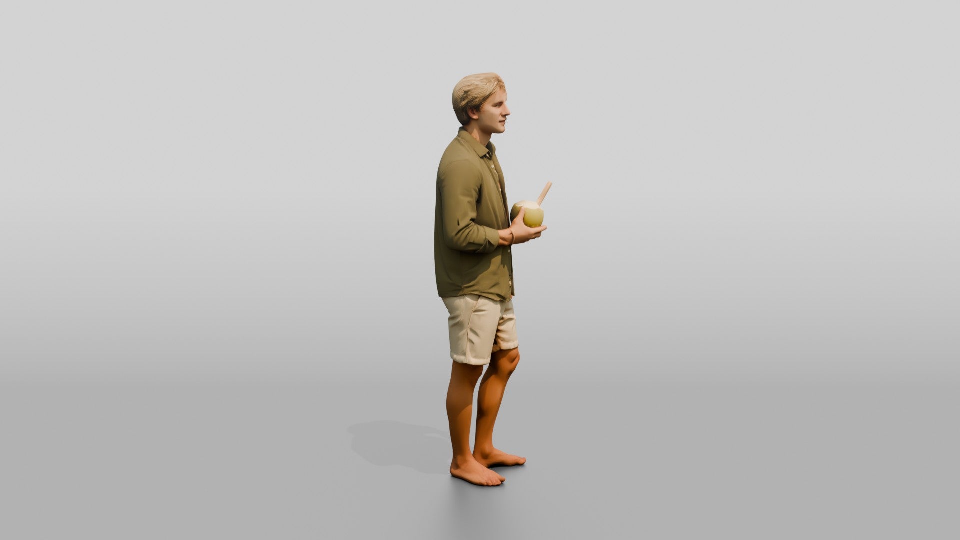 Man with a Drink in Beach Linen