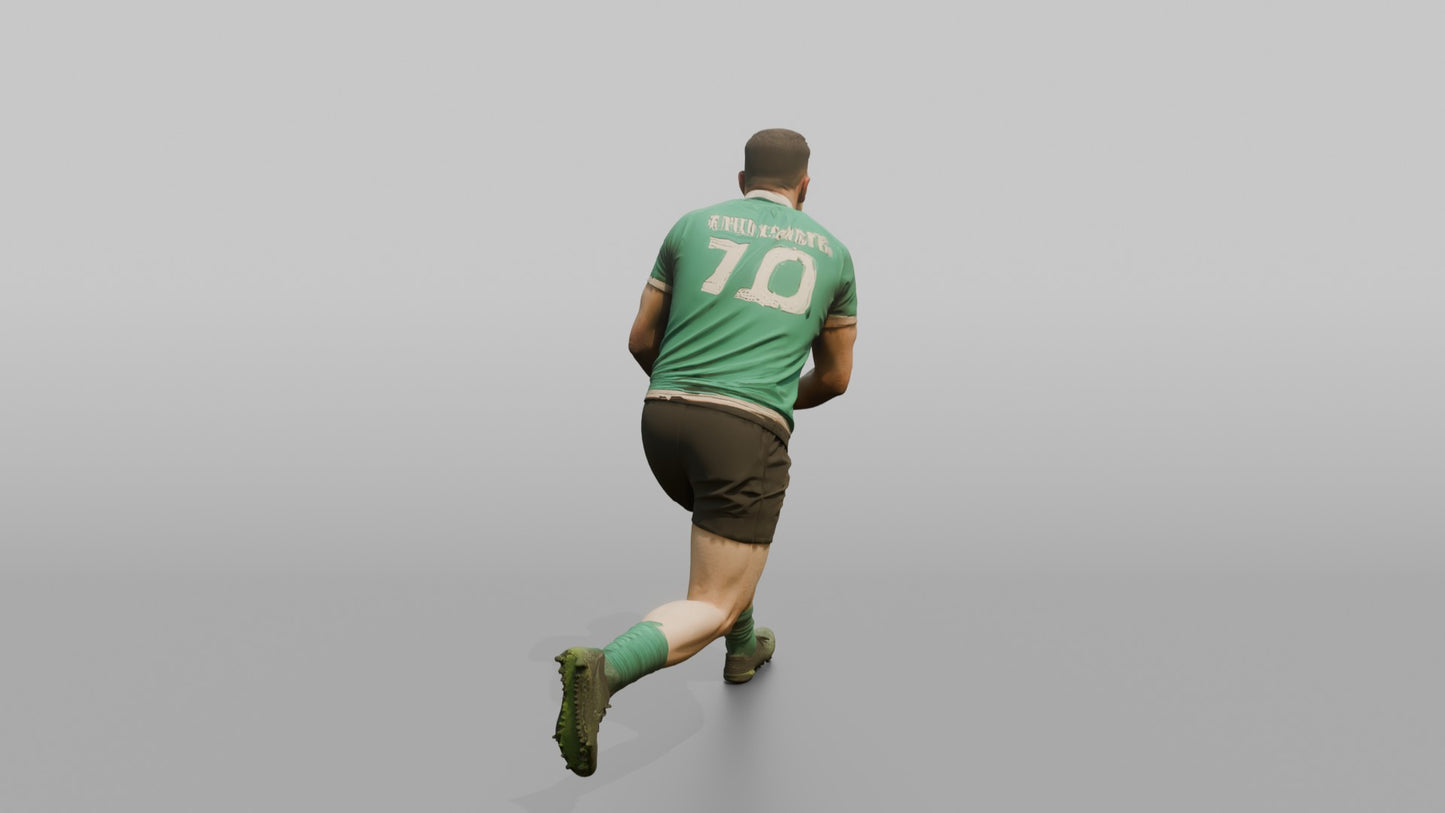 Irish Flanker Carrying the Ball in Two Hands