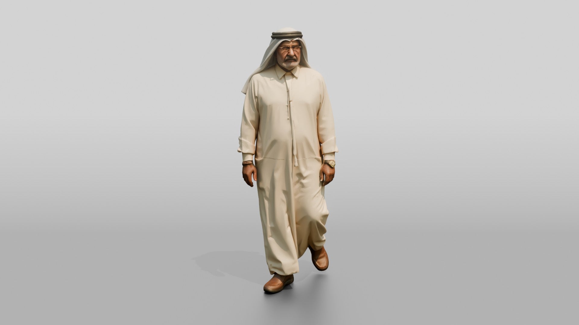 Elderly Stocky Emirati Man in Kandura and Ghutra