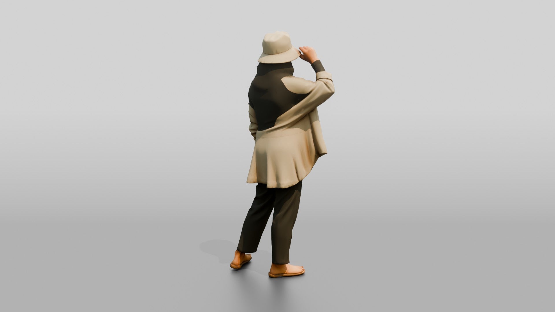 Woman Touching the Rim of Her Hat