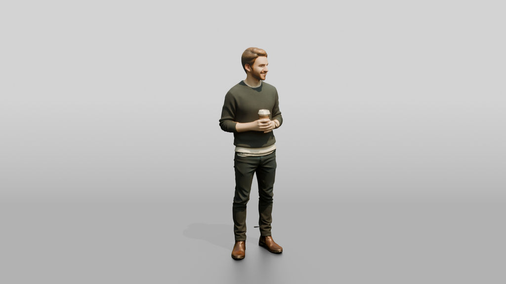 Homeless Man Holding a Steaming Paper Coffee Cup