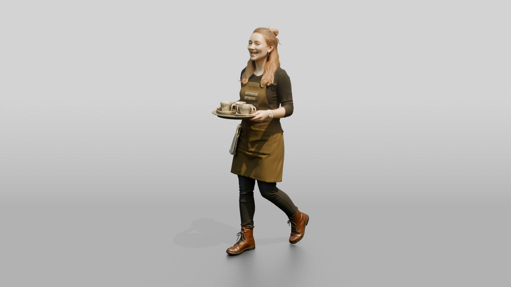 Barista Carrying Tray of Drinks