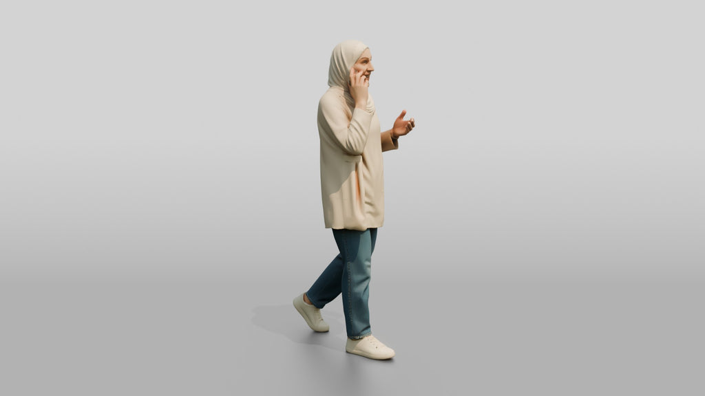 Young Persian Woman in Hijab Talking on Her Phone