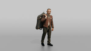 Bellhop Man Carrying A Garment Bag Over One Shoulder - 3D character model