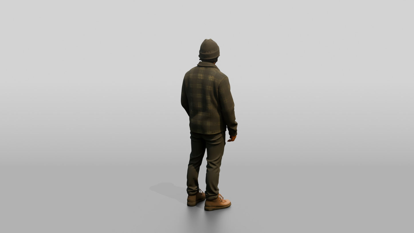 Latino Man in Fleece-Lined Flannel Jacket