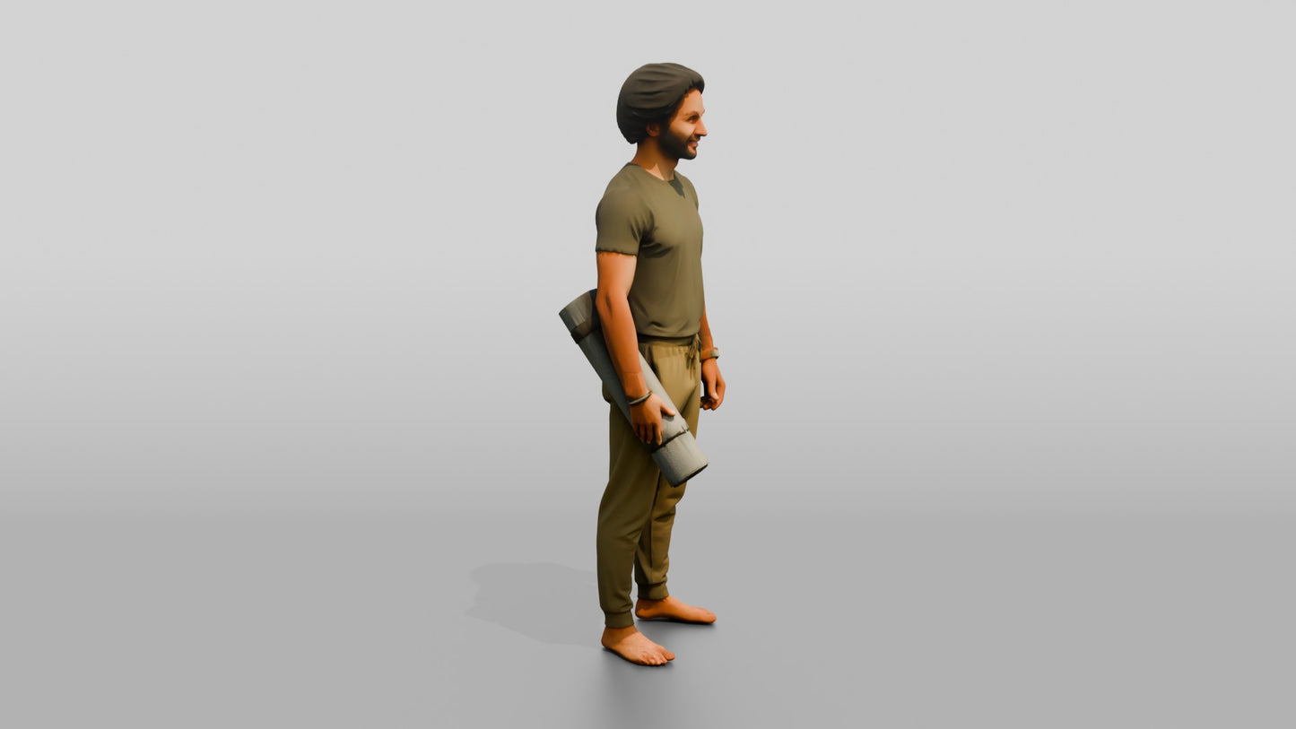 Standing Man Holding Yoga Mat