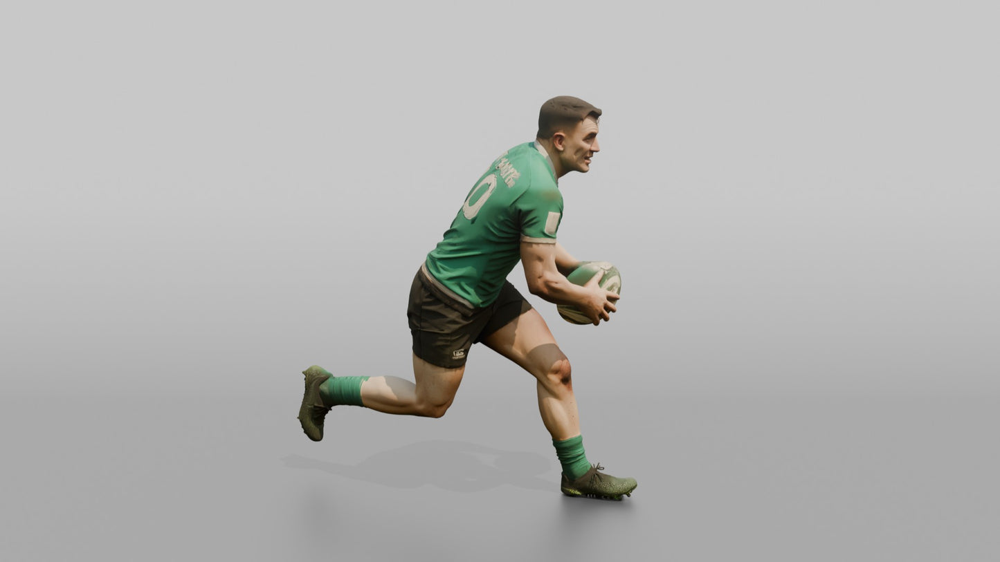 Irish Flanker Carrying the Ball in Two Hands