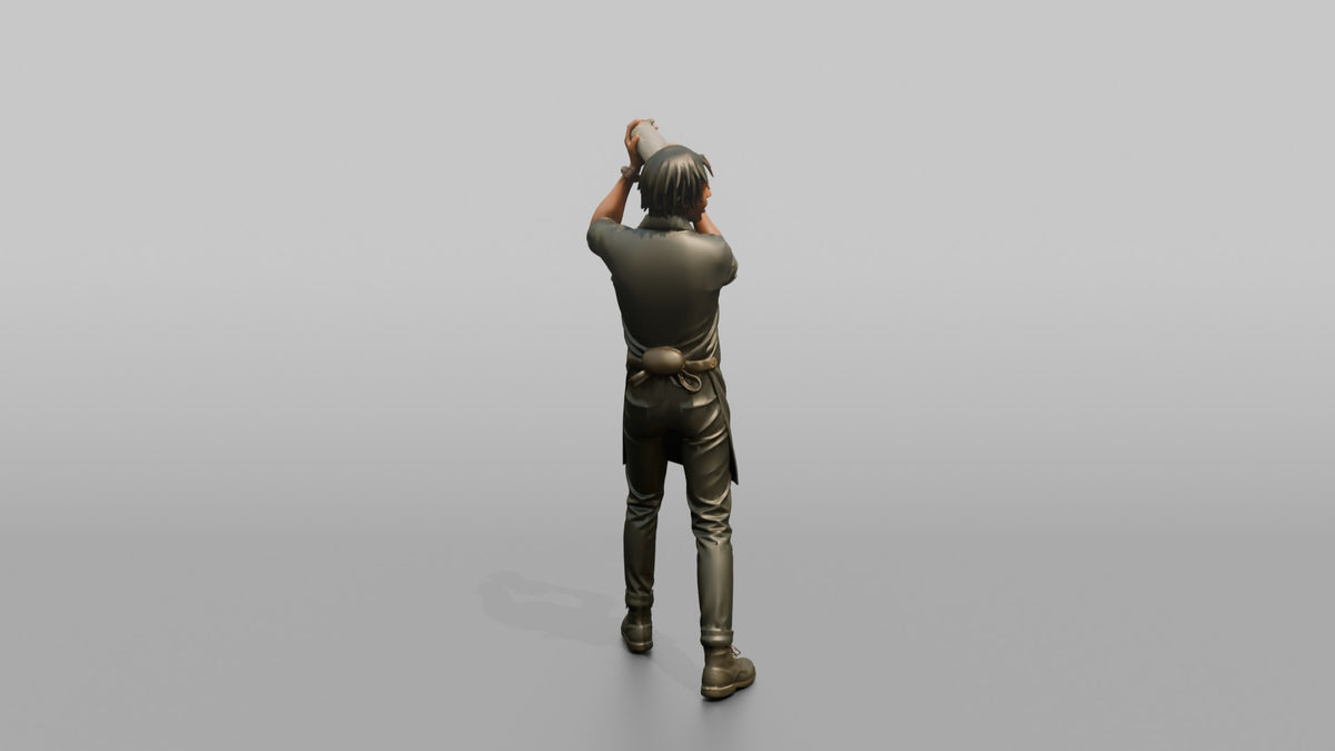 Bartender Man Shaking A Cocktail Shaker Overhead - 3D character model, view 3