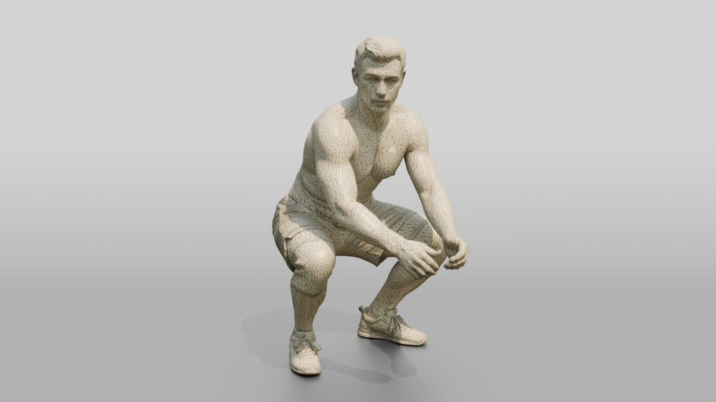 Man Squatting with Chalk and Belt